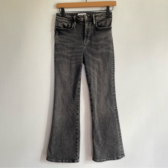 Frame Le One Crop Mini Boot Gray Faded Stretch Casual Denim Pants size 1 - Picture 5 of 16